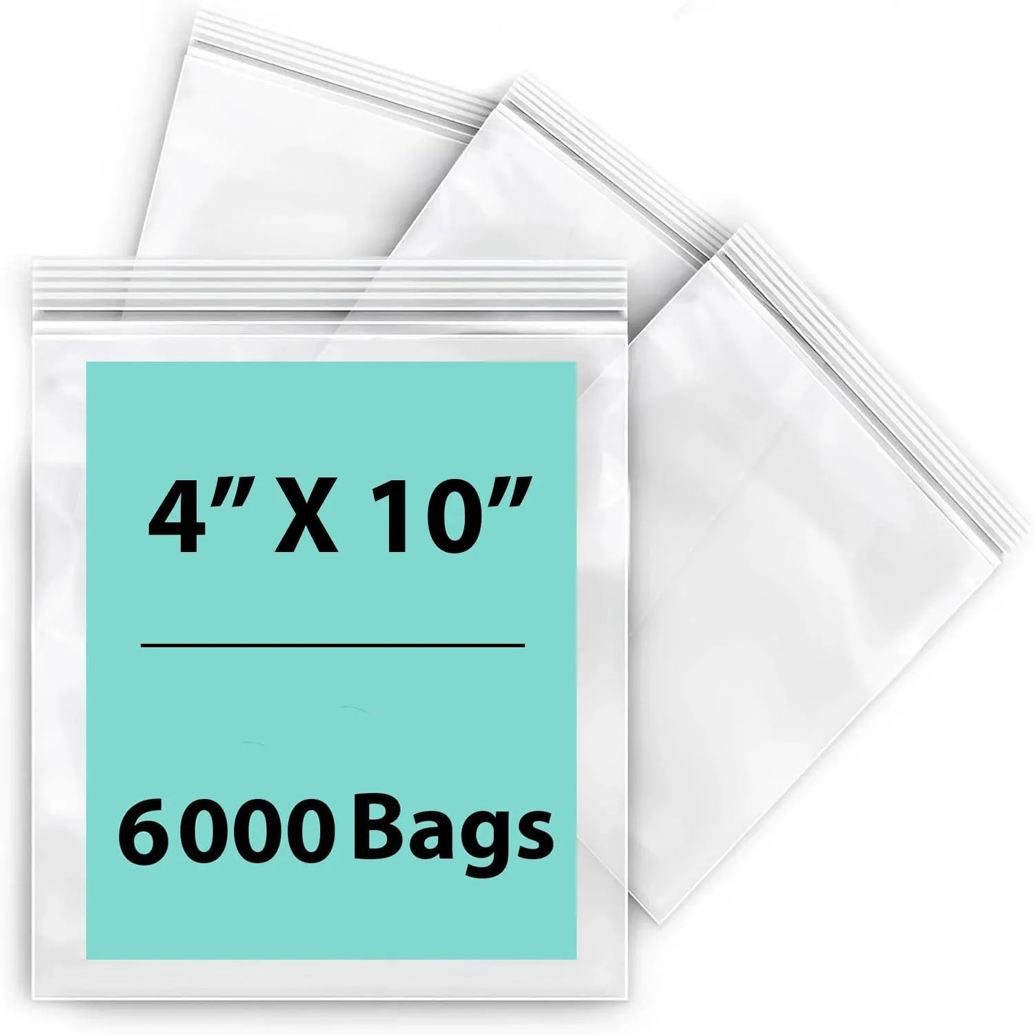 4X10 inches Reclosable Single Line Zipper Poly Bags 2 Mil (LDPE)