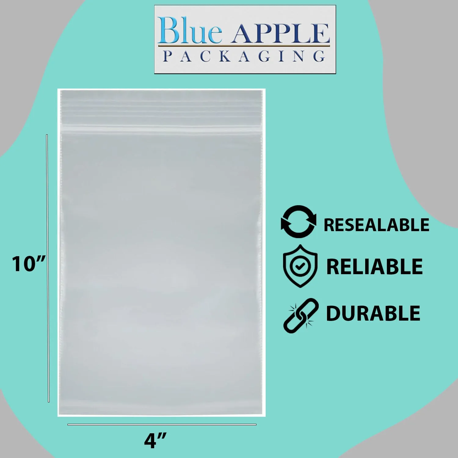 4X10 inches Reclosable Single Line Zipper Poly Bags 2 Mil (LDPE)