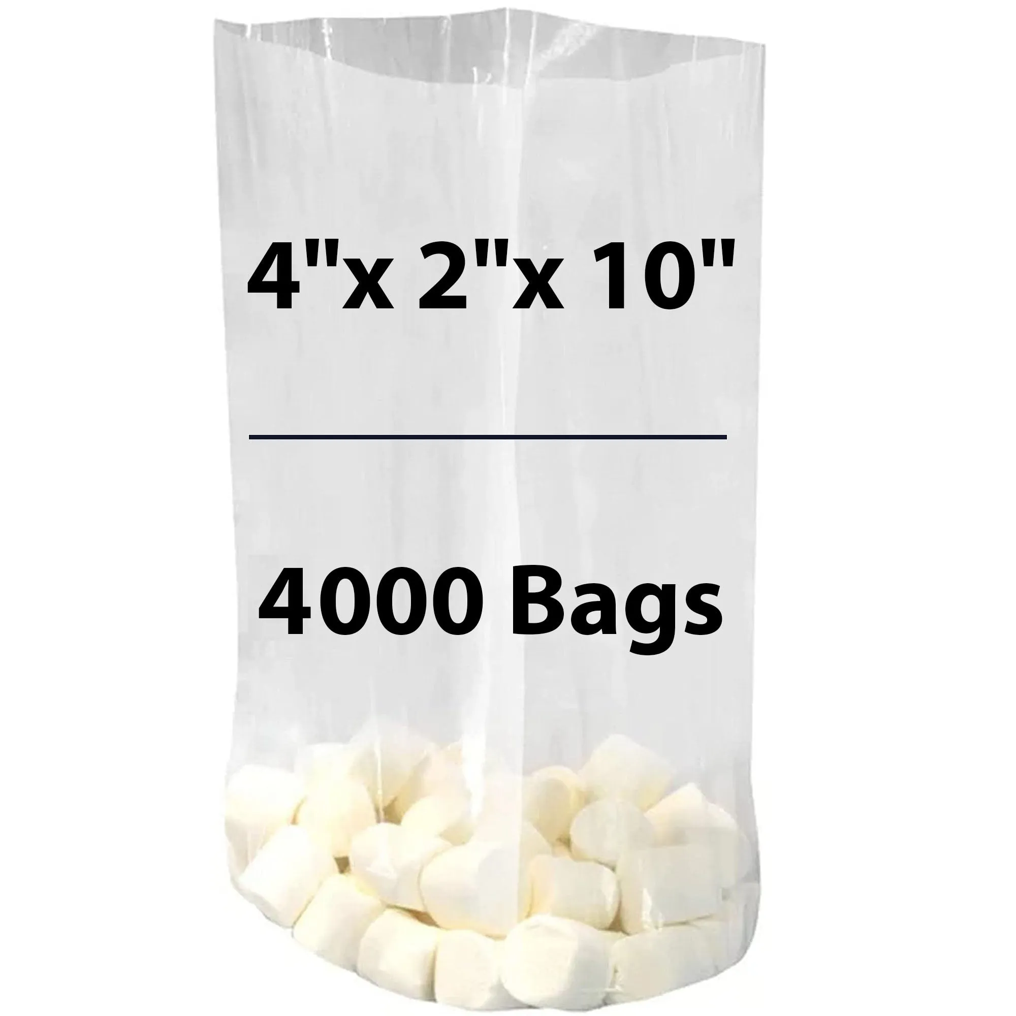 4X2X10 inches Gusseted Poly Bags Clear 2 Mil Low Density LDPE