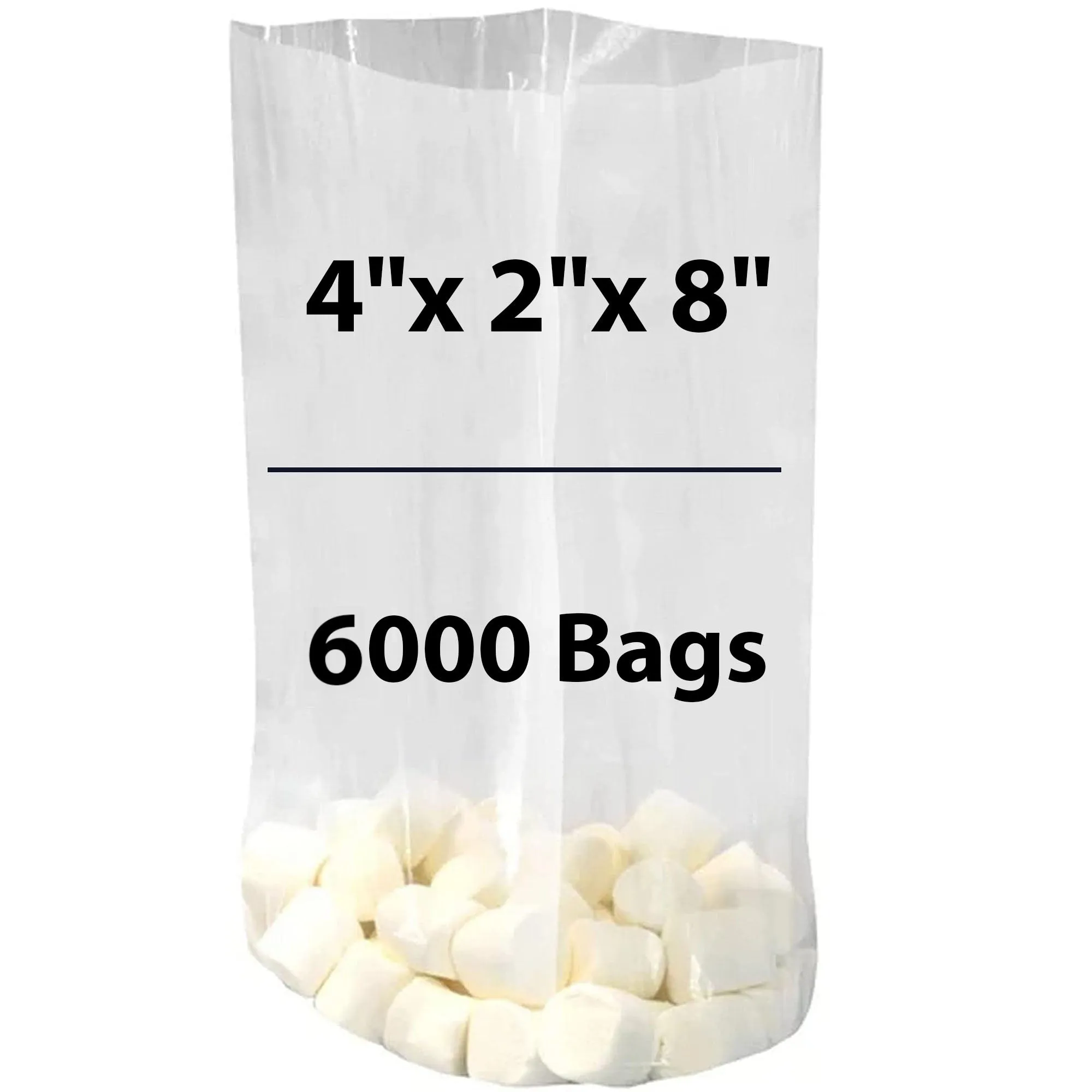 4X2X8 inches Gusseted Poly Bags Clear 2 Mil Low Density LDPE
