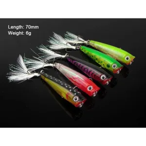 5 x Transparent Popper Lure 7cm Fishing Tackle B