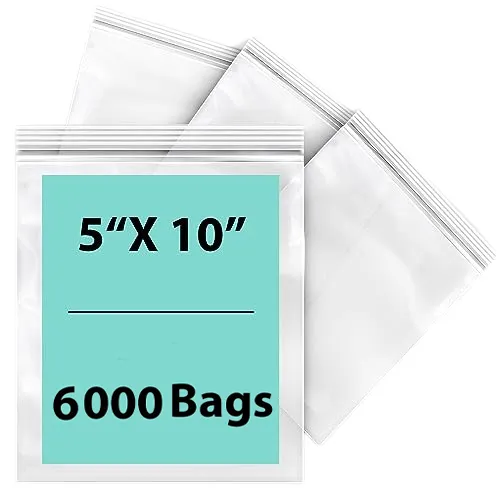 5X10 inches Reclosable Single Line Zipper Poly Bags 2 Mil (LDPE)