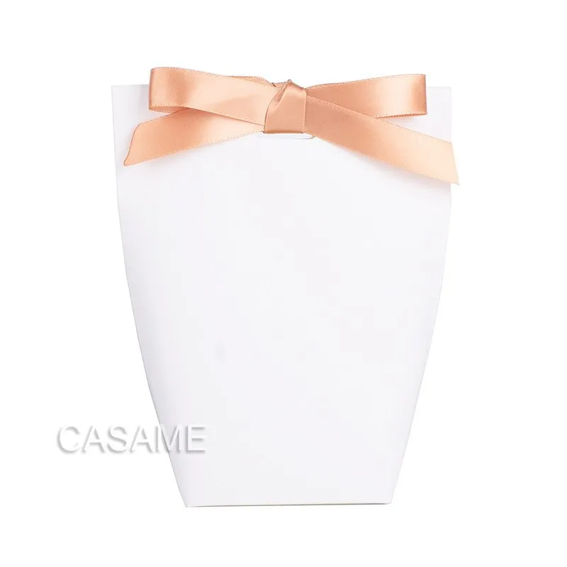6 pcs Black White Kraft Paper Bag Bronzing French &quot;Merci&quot; Thank You Gift Box Package Brown Party Favor Candy Bags with Ribbon