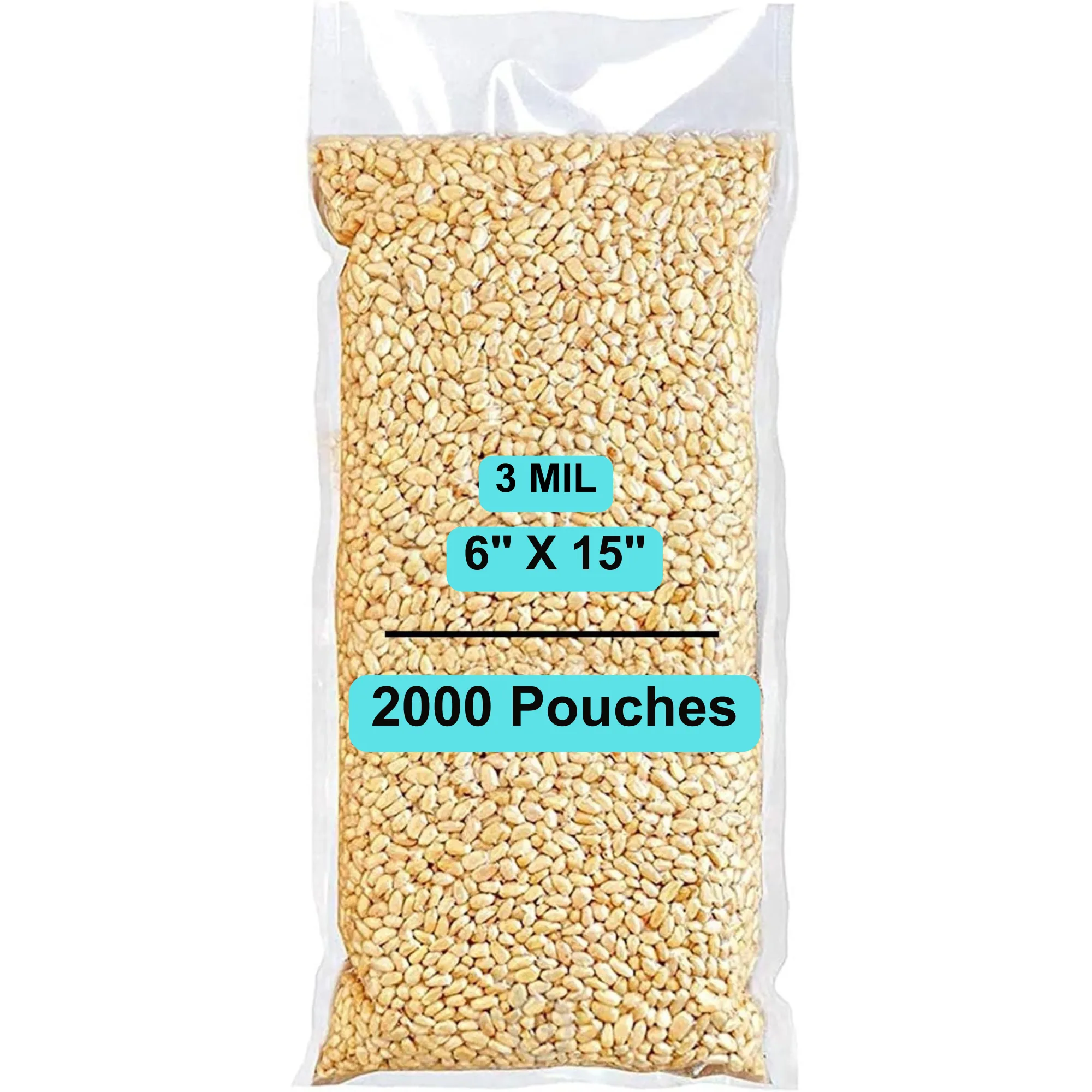 6X15 inches Vacuum Pouches Laminated 3 Mil Poly-Nylon (PN)