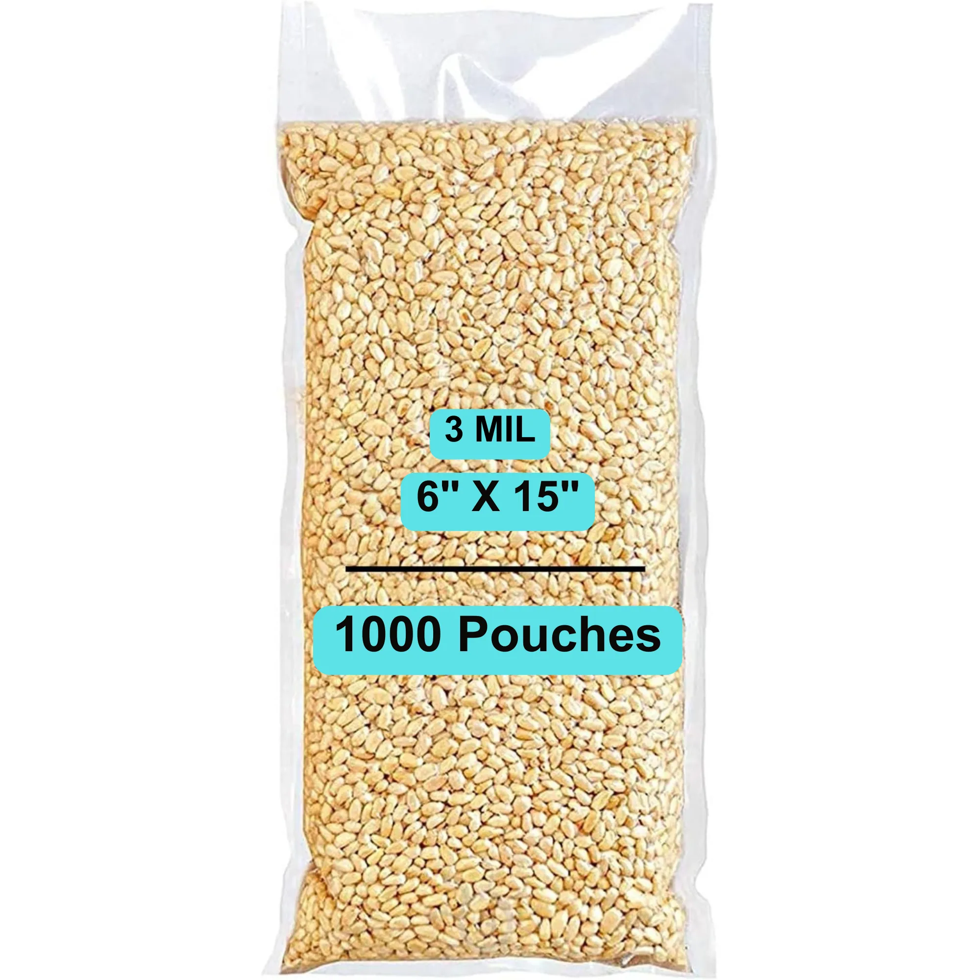 6X15 inches Vacuum Pouches Laminated 3 Mil Poly-Nylon (PN)