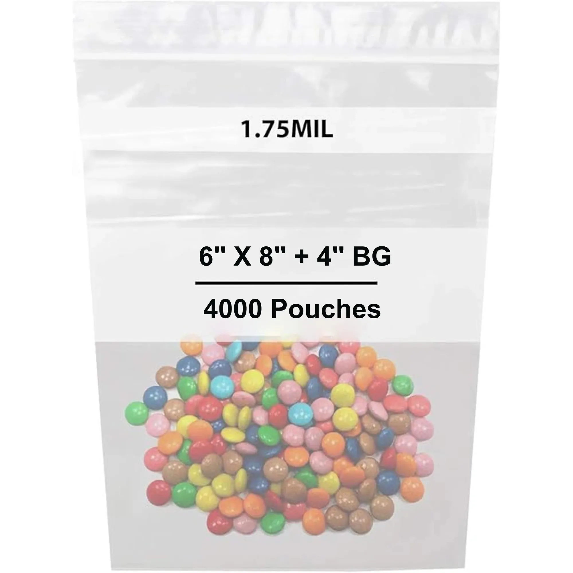 6X8   4 Inches Zipper Stand-Up Pouches w/ White Strips 1.75 Mil LLDPE