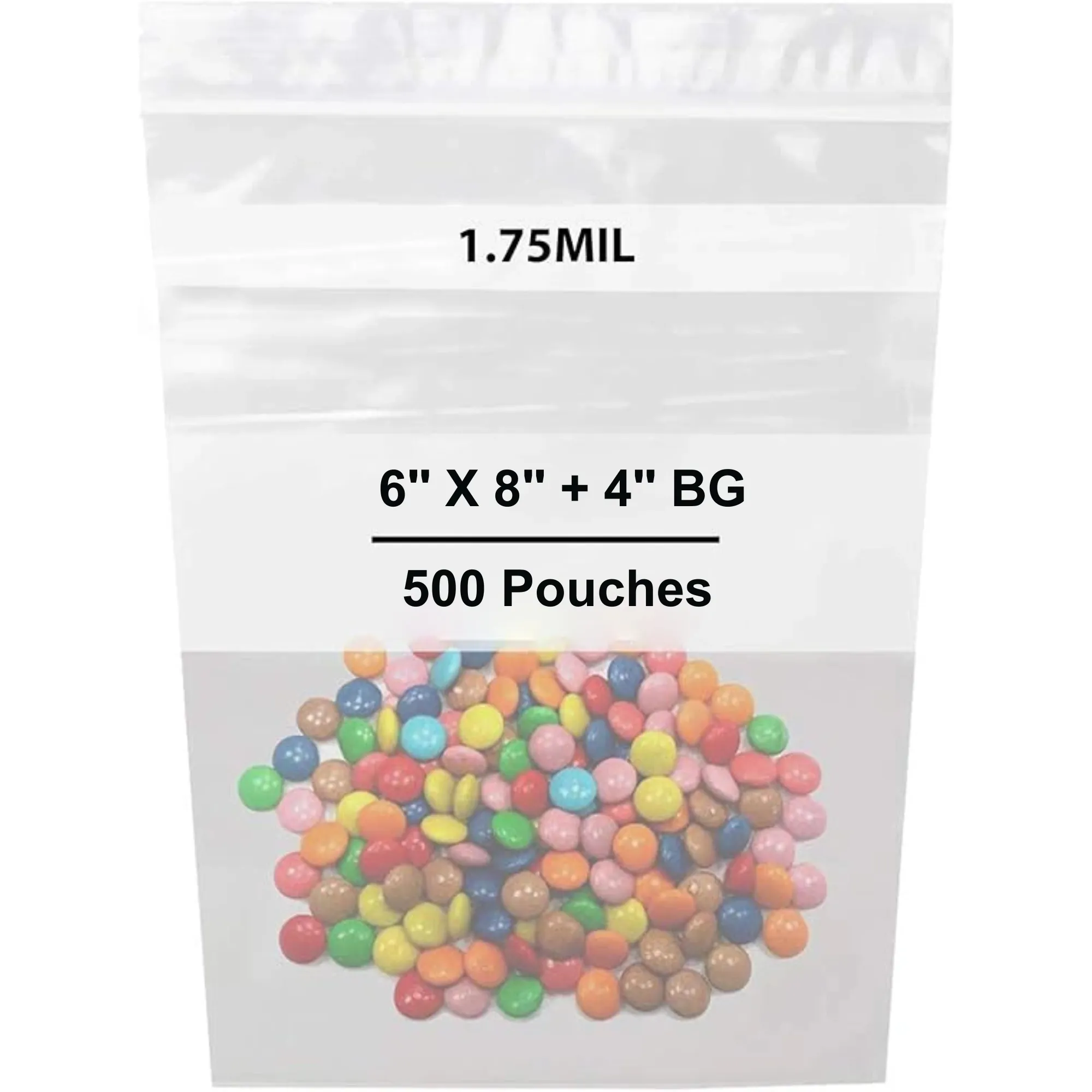 6X8   4 Inches Zipper Stand-Up Pouches w/ White Strips 1.75 Mil LLDPE