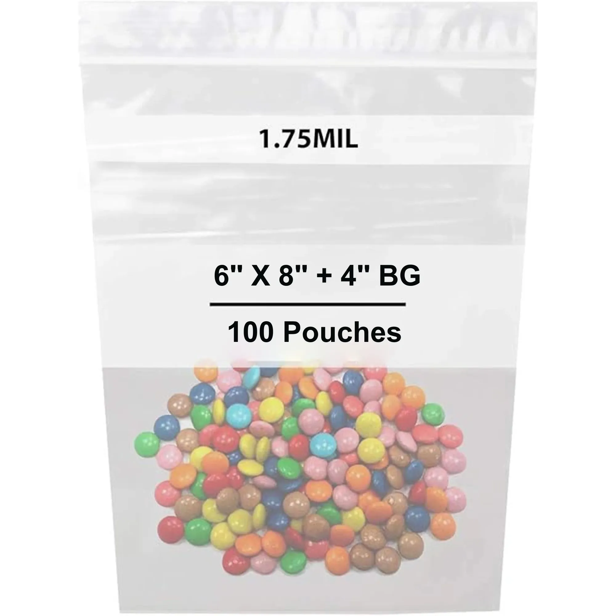 6X8   4 Inches Zipper Stand-Up Pouches w/ White Strips 1.75 Mil LLDPE