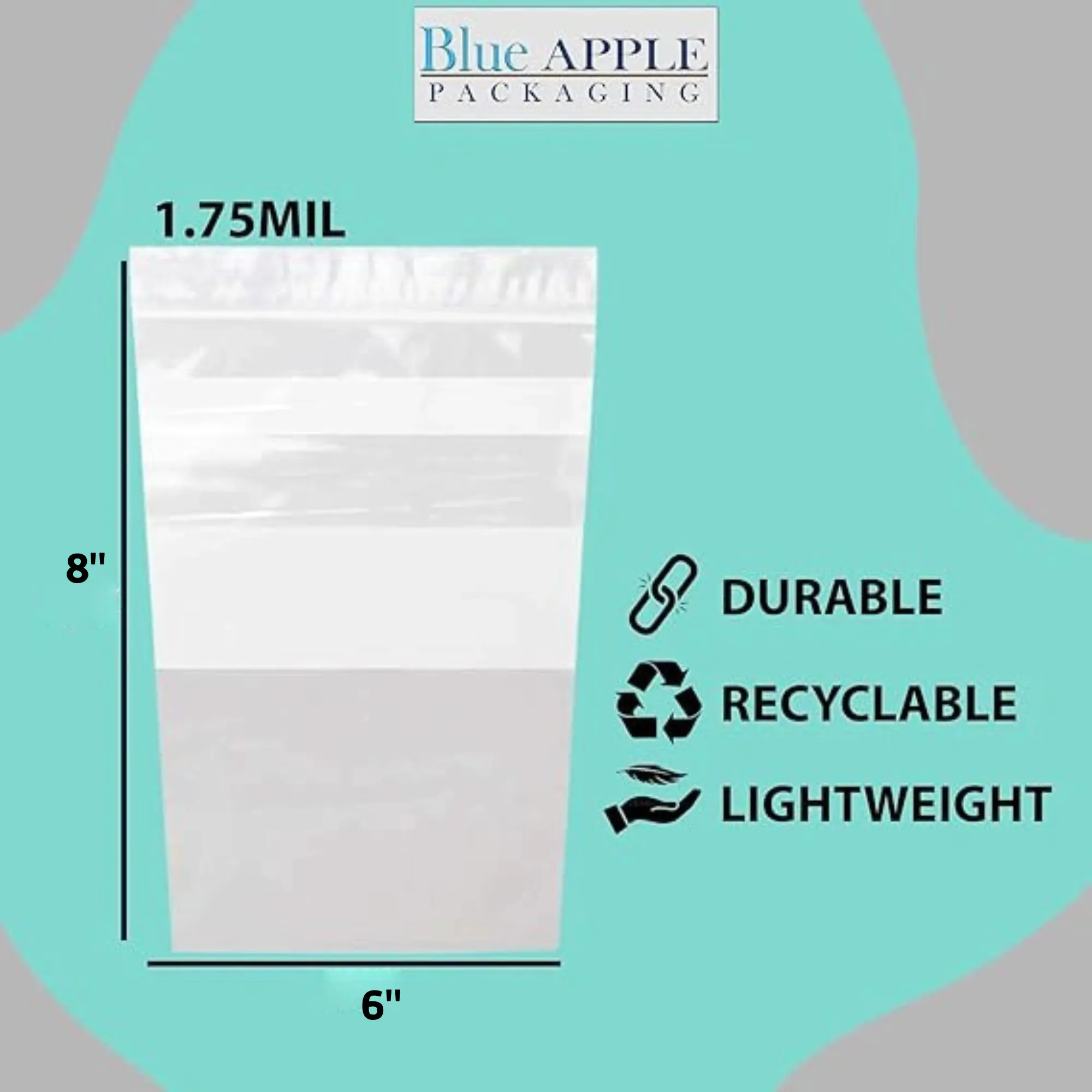 6X8   4 Inches Zipper Stand-Up Pouches w/ White Strips 1.75 Mil LLDPE