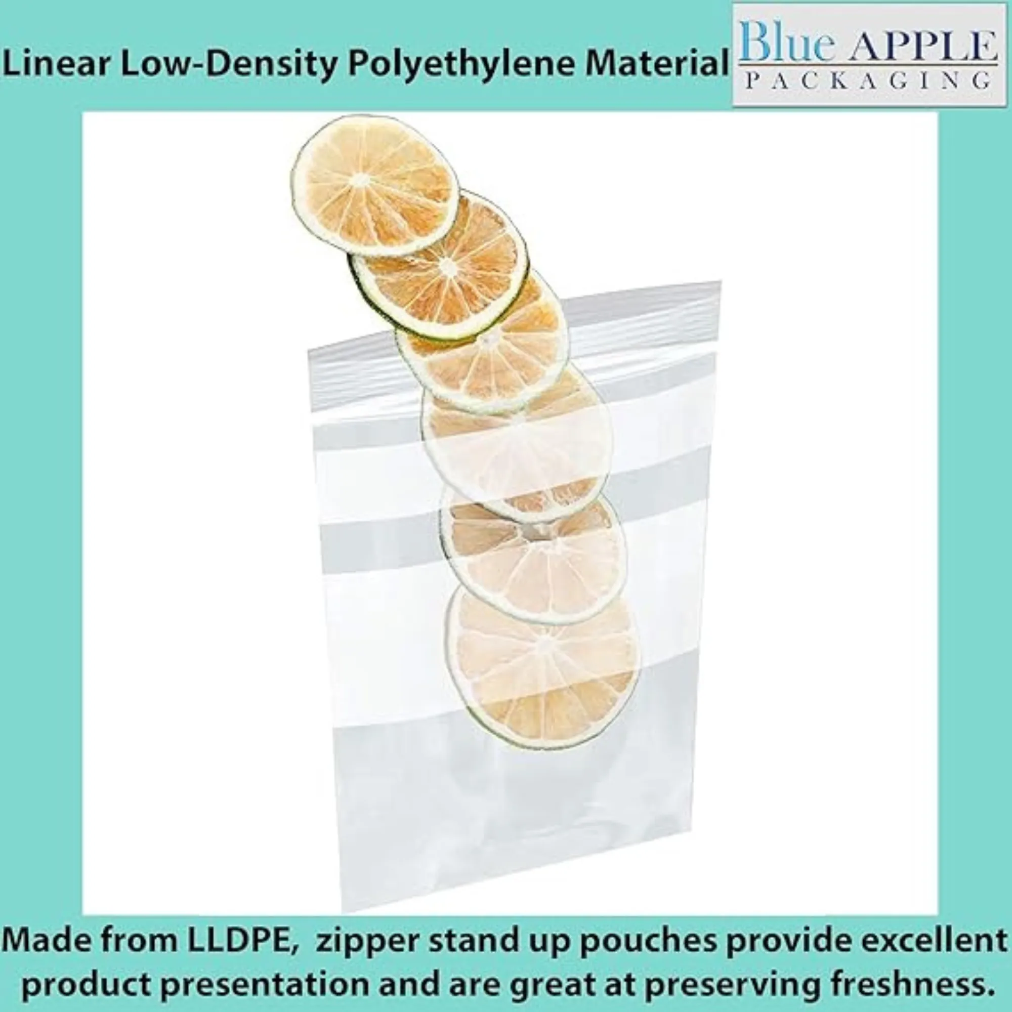 6X8   4 Inches Zipper Stand-Up Pouches w/ White Strips 1.75 Mil LLDPE