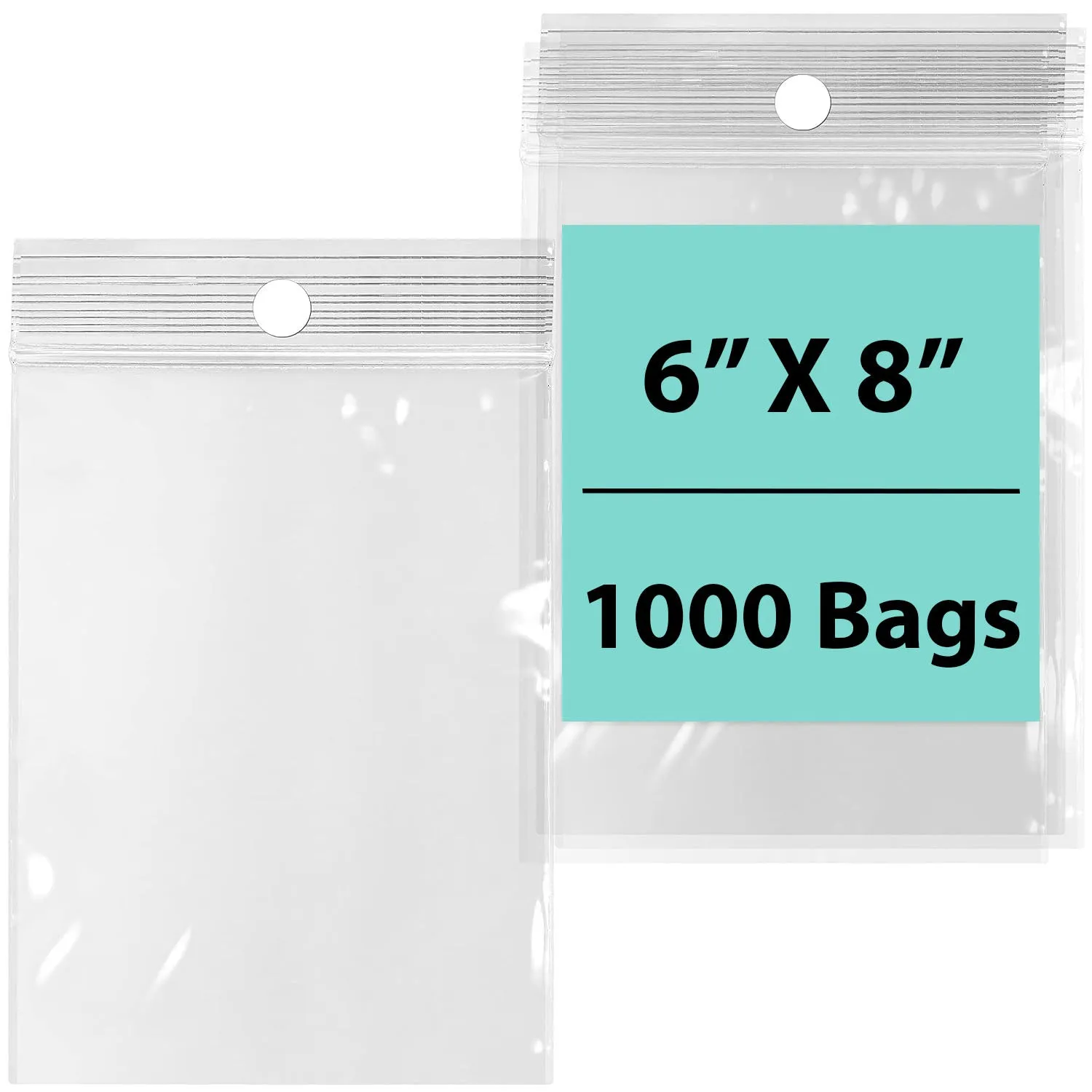6X8 inches Reclosable Poly Bags with Hang Hole 4 Mil (LDPE) Single Track Zipper