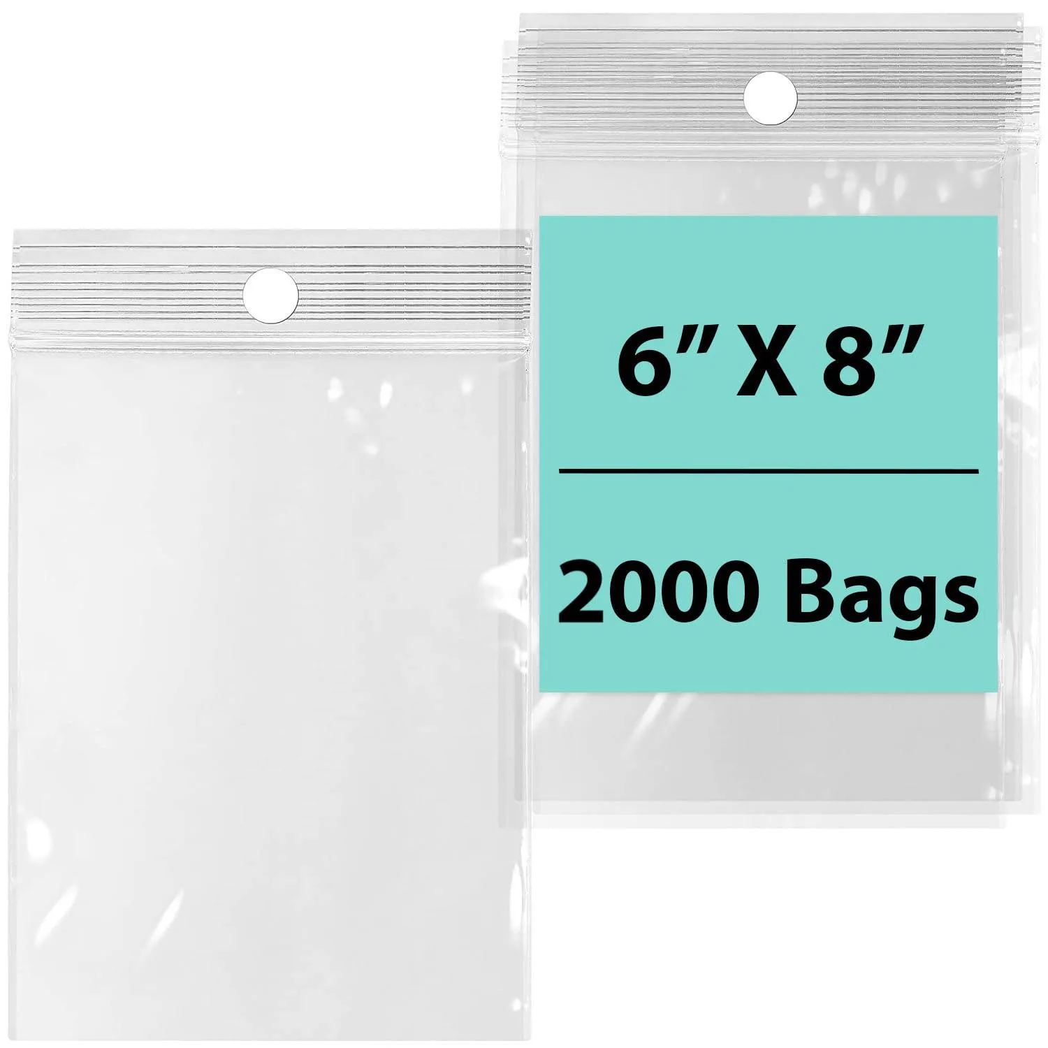6X8 inches Reclosable Poly Bags with Hang Hole 4 Mil (LDPE) Single Track Zipper