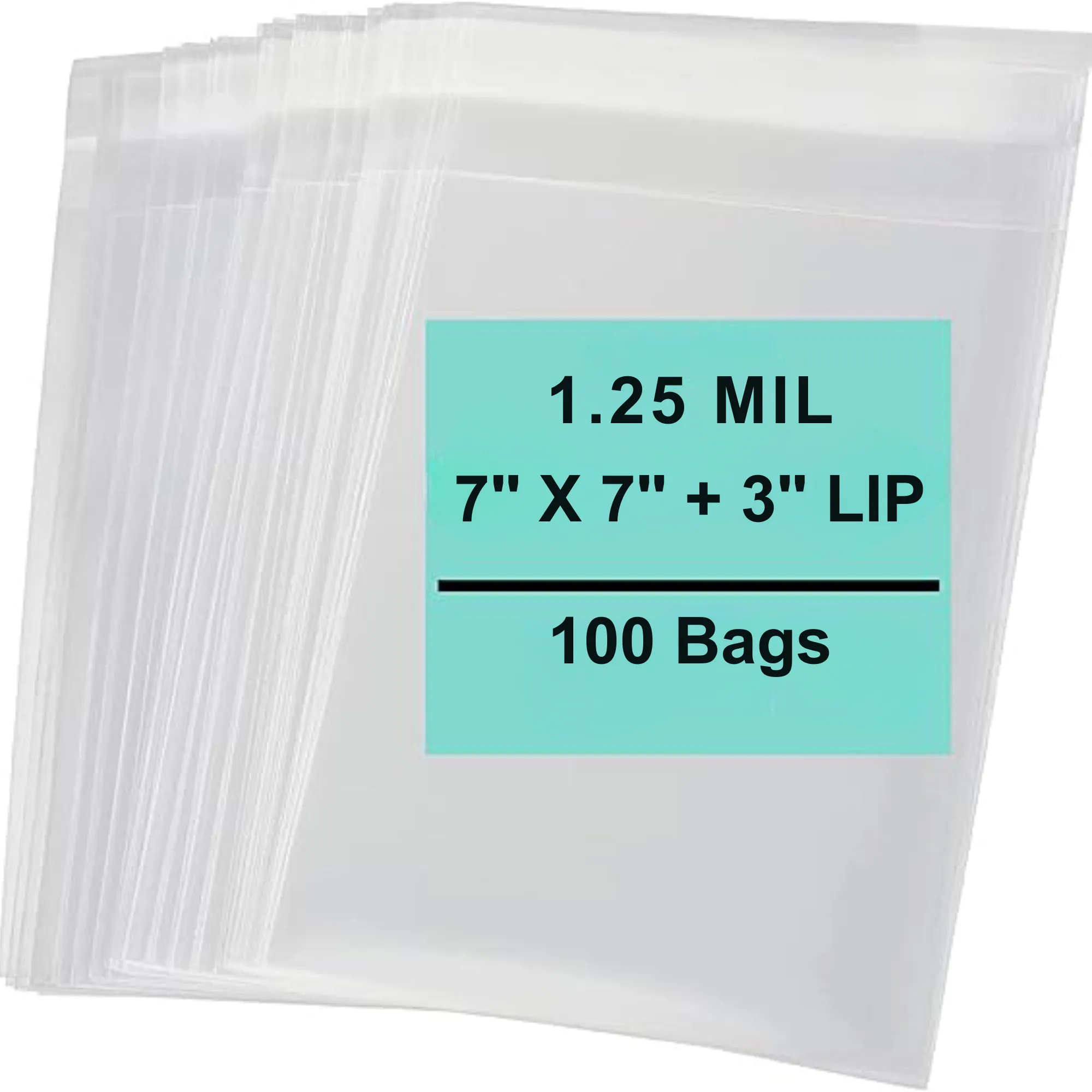 7X7 3 inches Lip and Tape Resealable Bags Co-Extruded 1.25 Mil PPE