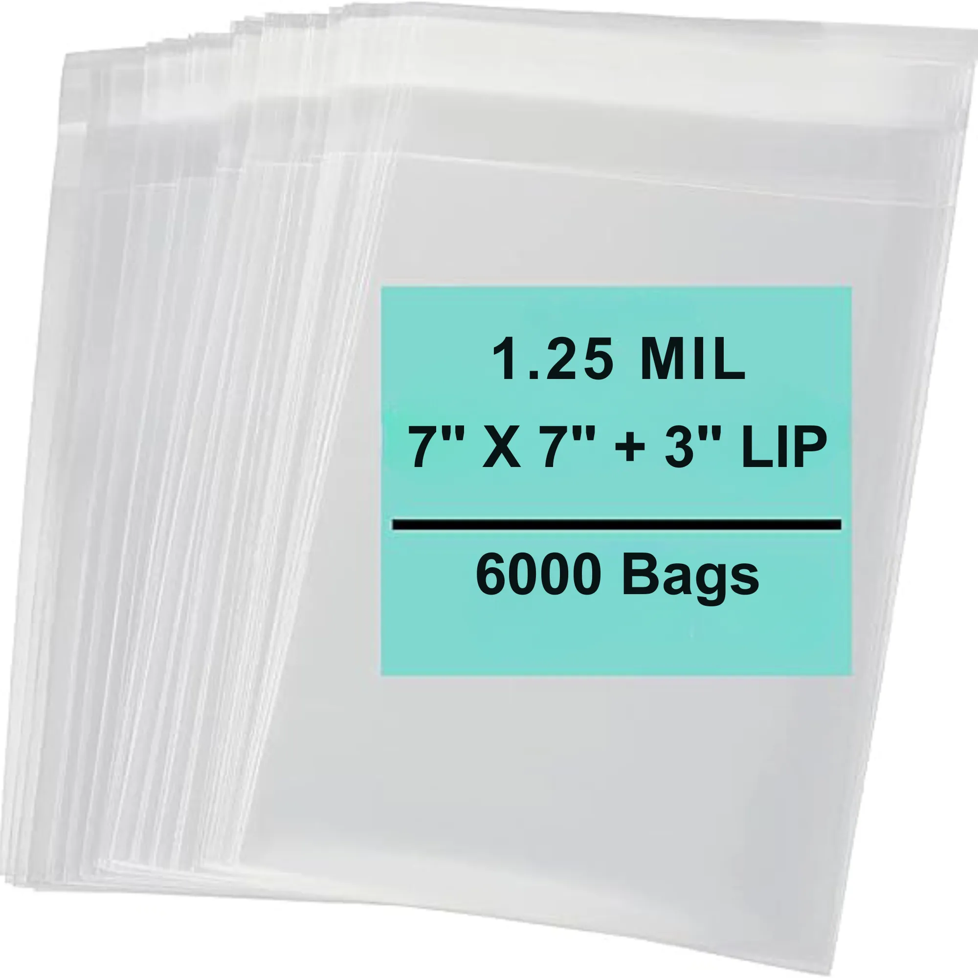 7X7 3 inches Lip and Tape Resealable Bags Co-Extruded 1.25 Mil PPE