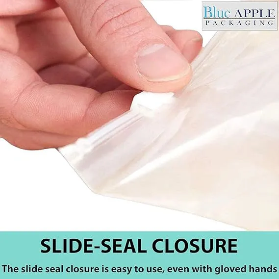 9X12 inches Resealable Poly Bags With Slide Seal 2.75 Mil (LDPE)