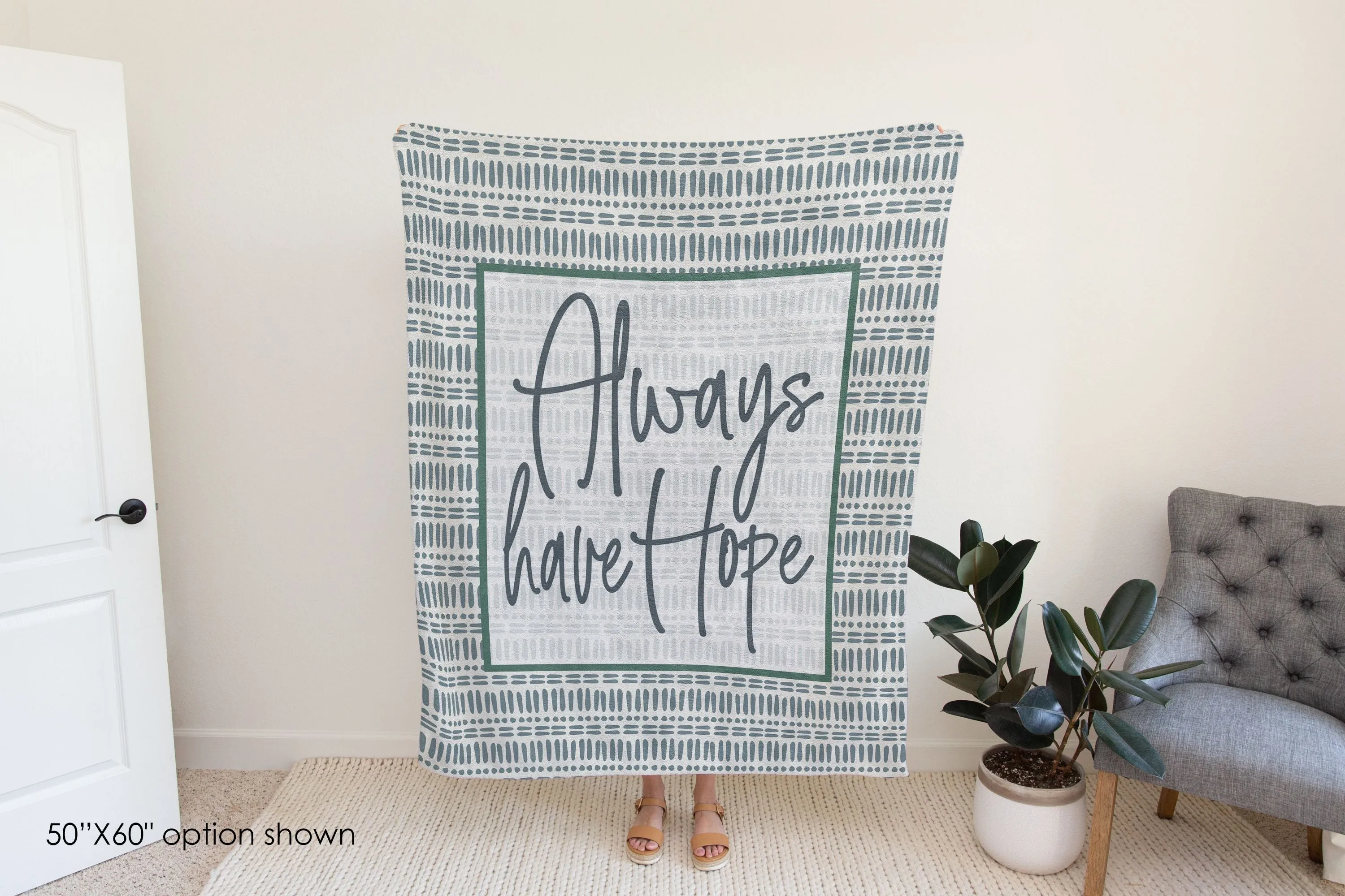 Always Have Hope Boho Inspirational Blanket | Positive Affirmation Gift, Cozy Bohemian Throw for Motivation and Comfort