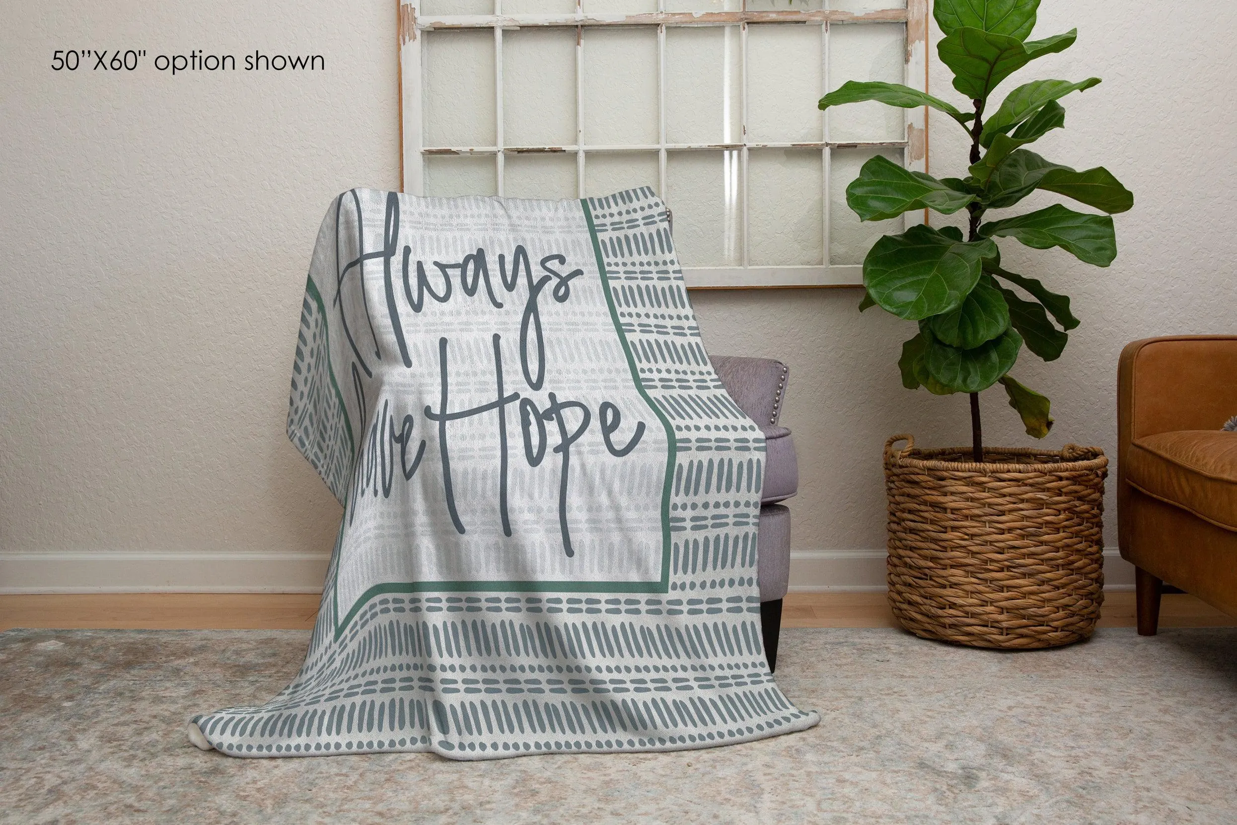Always Have Hope Boho Inspirational Blanket | Positive Affirmation Gift, Cozy Bohemian Throw for Motivation and Comfort