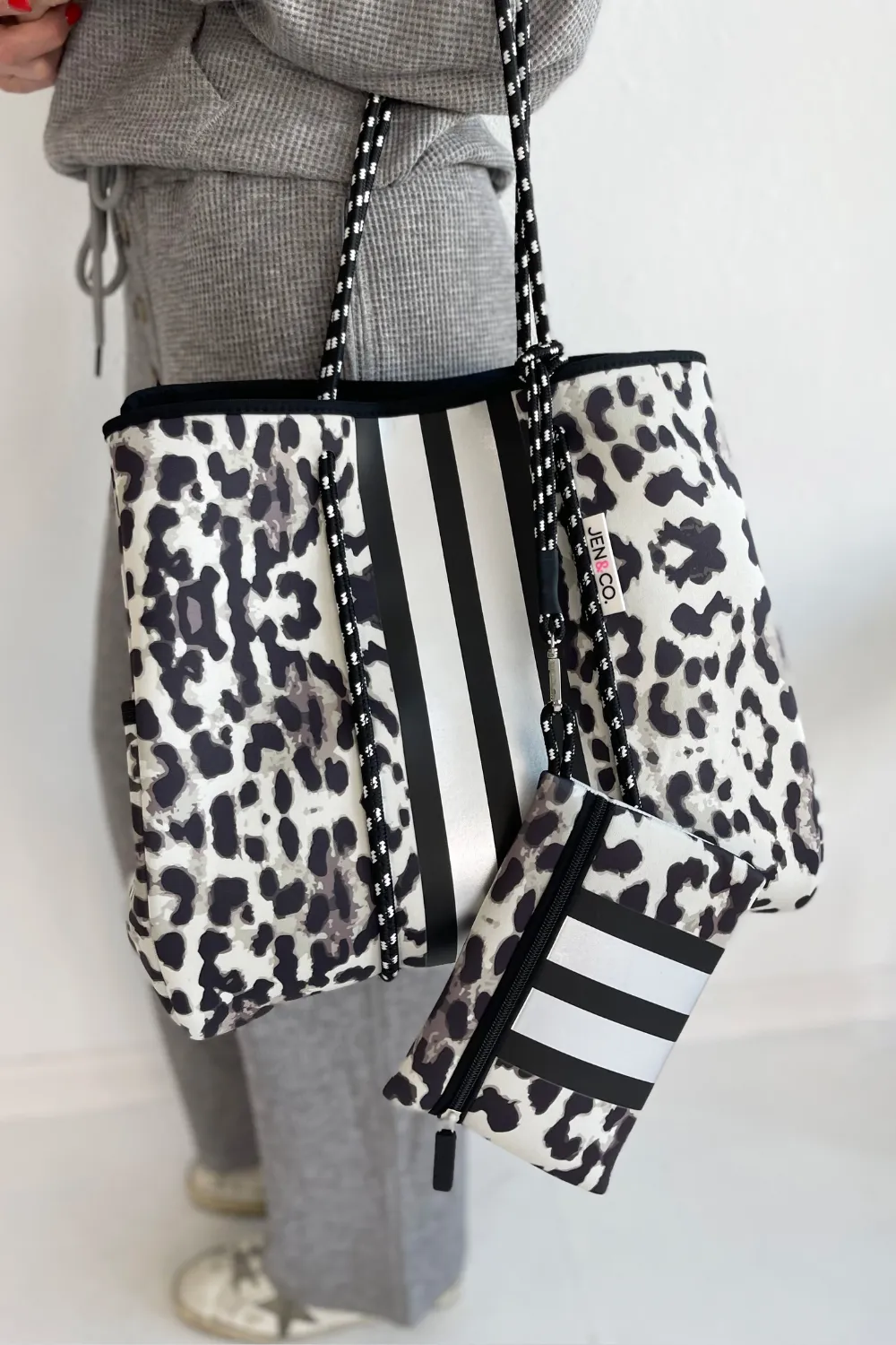 Annabella Large Striped Neoprene Tote
