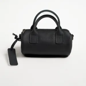Antelo Indo Leather Mini Barrel Crossbody - Black