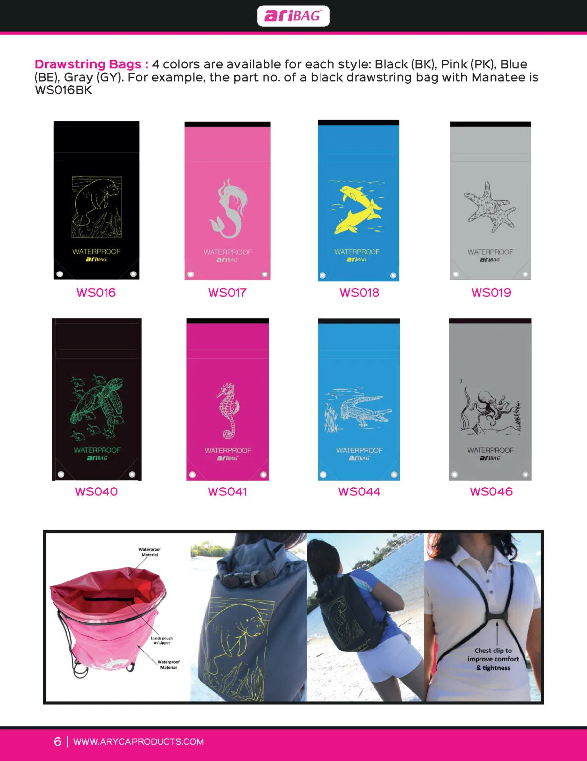 Aryca Waterproof Drawstring Bags