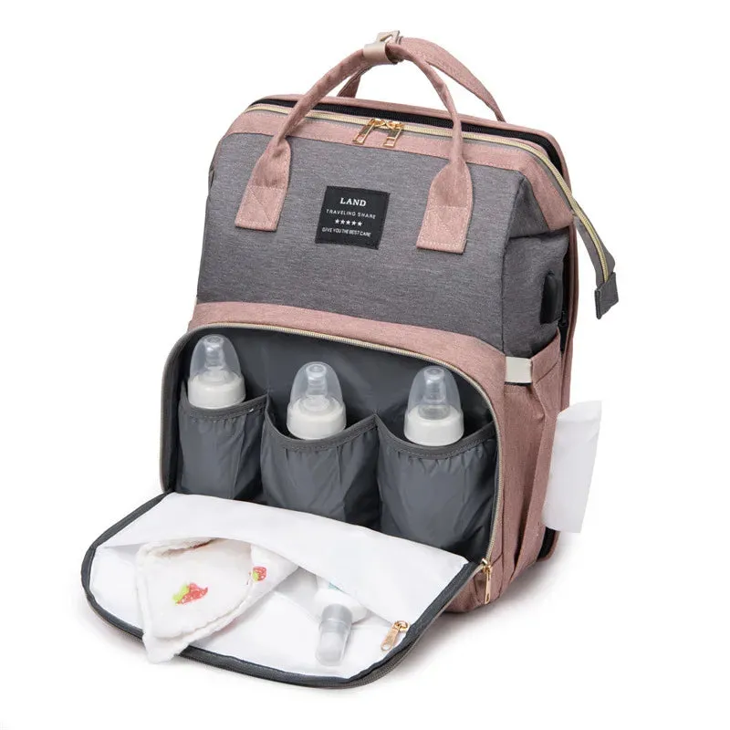 Baby Diaper Bags Backpack Large Capacity Waterproof Baby Outdoor Travel Crib Bed Cot Foldable 3 In1 Daddy Maternity Bag for Baby
