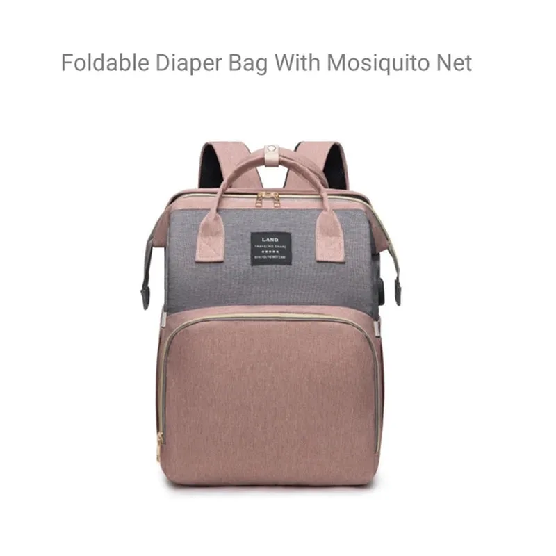 Baby Diaper Bags Backpack Large Capacity Waterproof Baby Outdoor Travel Crib Bed Cot Foldable 3 In1 Daddy Maternity Bag for Baby