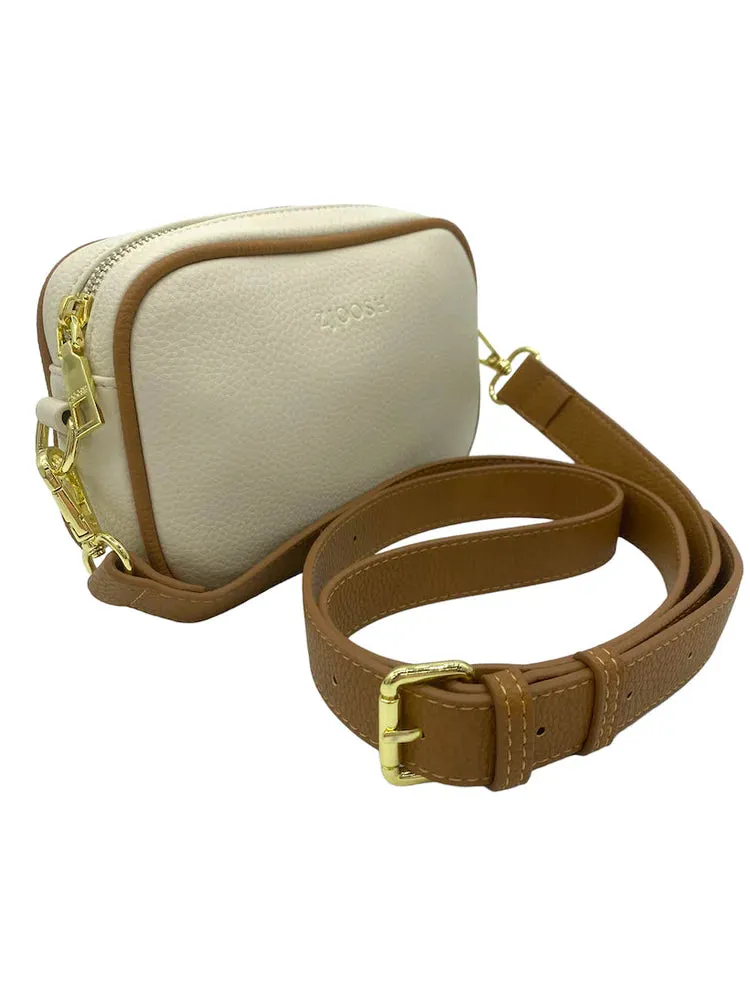 BABY RUBY CROSS BODY | ECRU & TAN