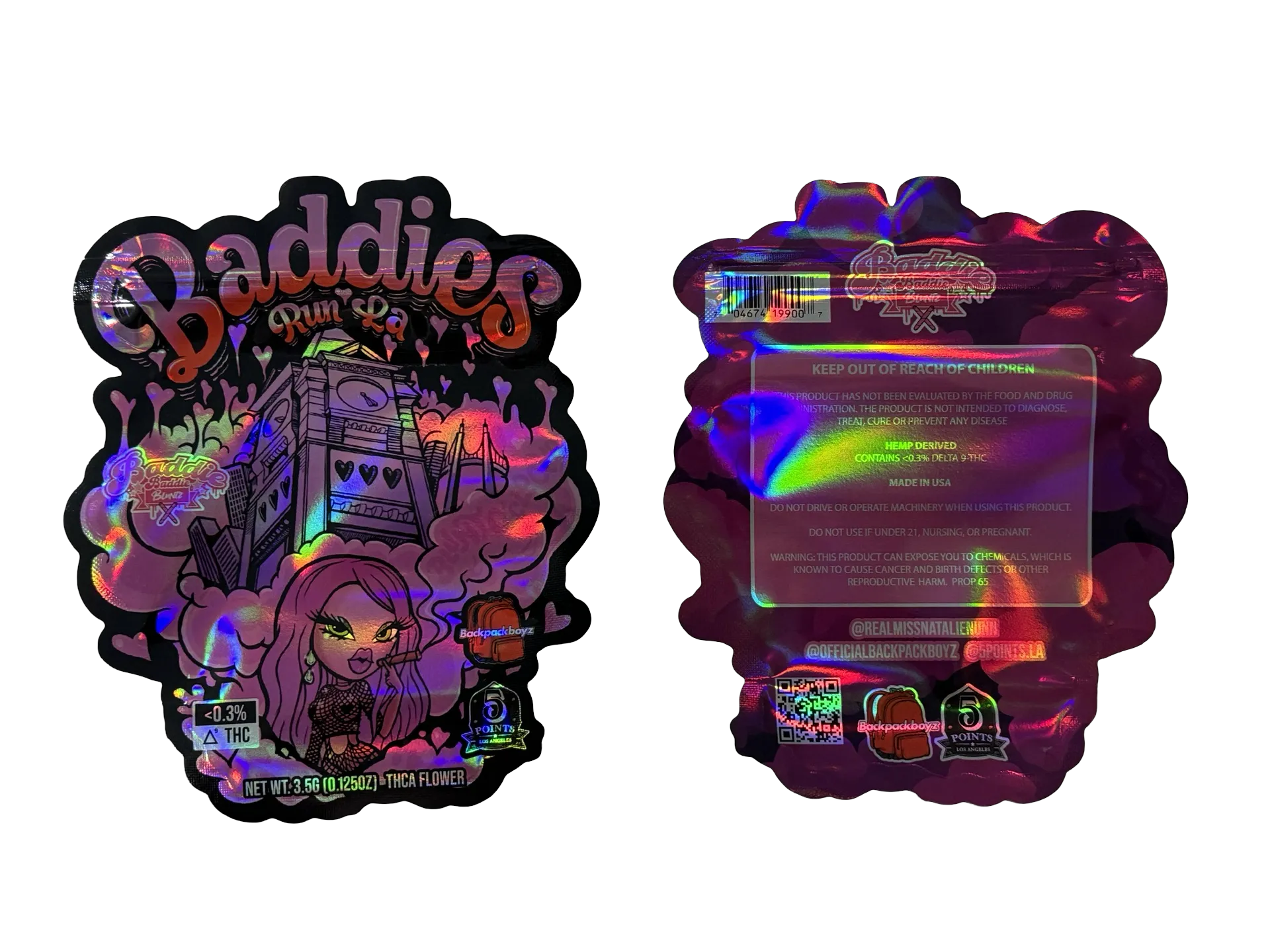 Baddies Run LA Mylar Bags 3.5g Backpack Boyz (Delta 9)