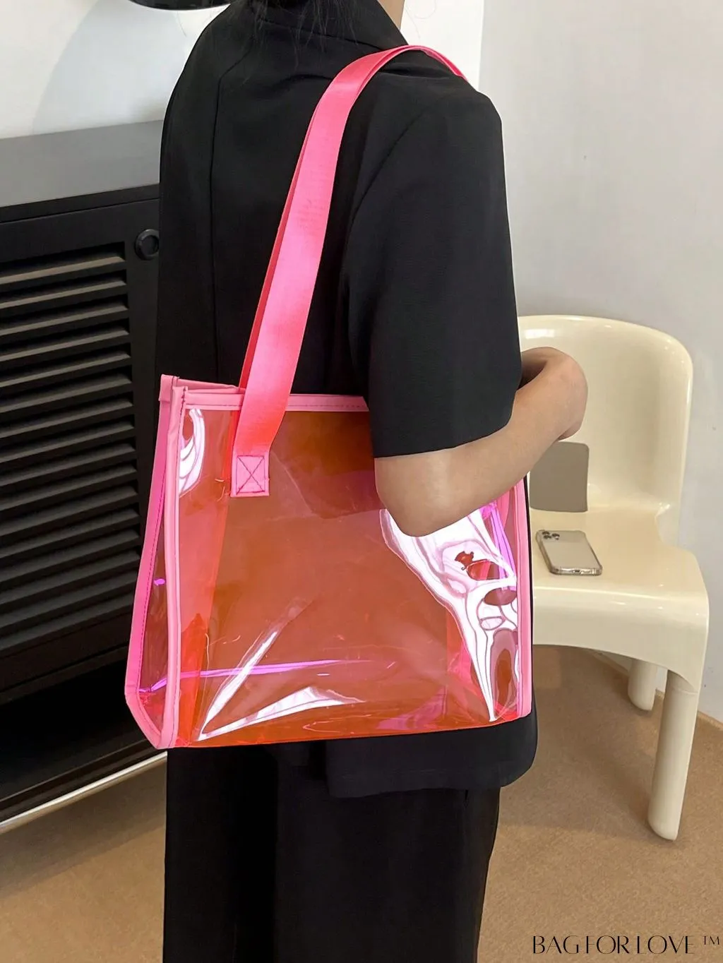 BagForLove - Compact Pink Transparent PVC Shoulder Tote