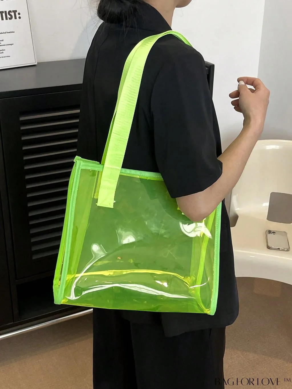 BagForLove - Compact Pink Transparent PVC Shoulder Tote