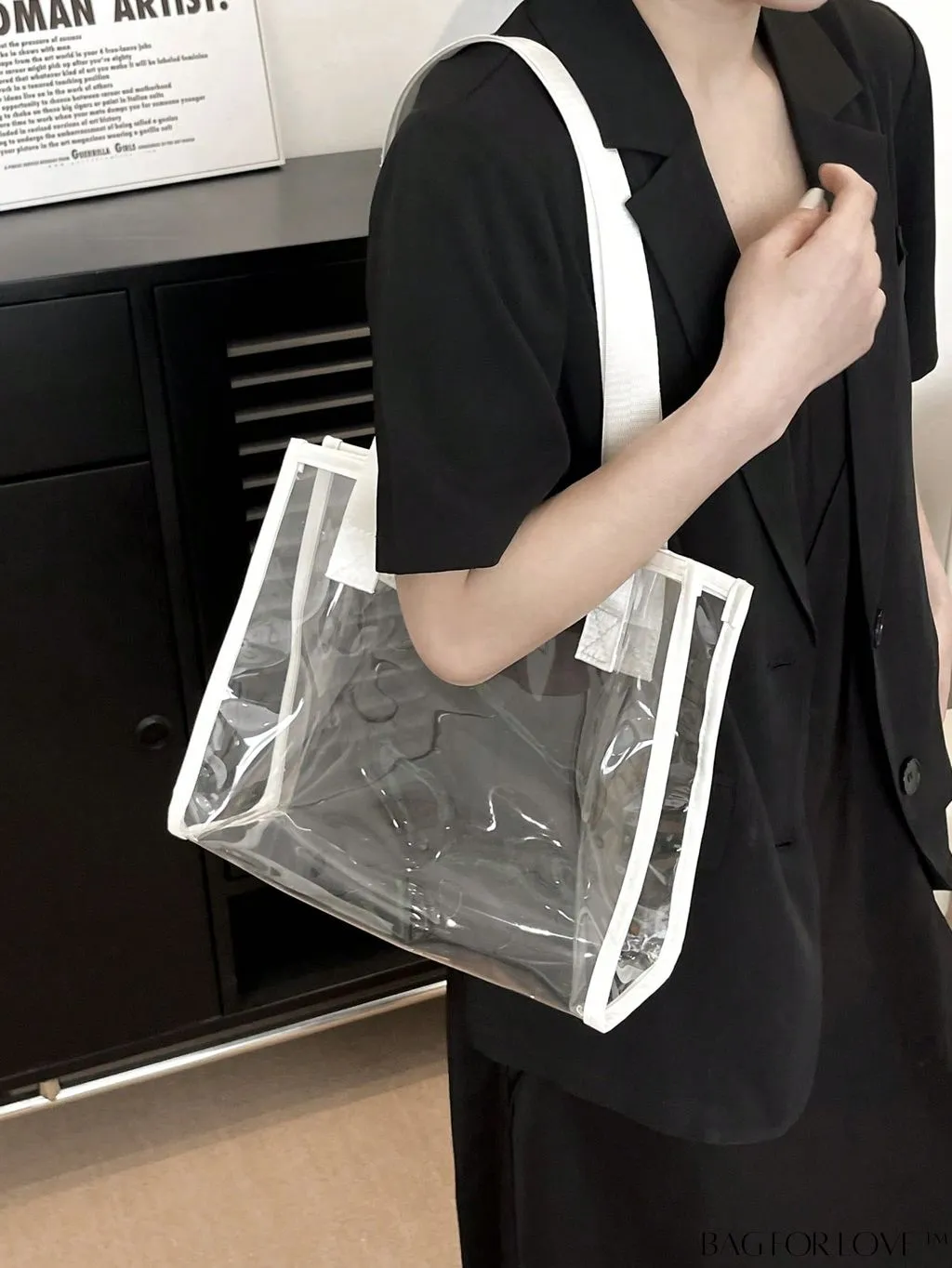 BagForLove - Compact Pink Transparent PVC Shoulder Tote