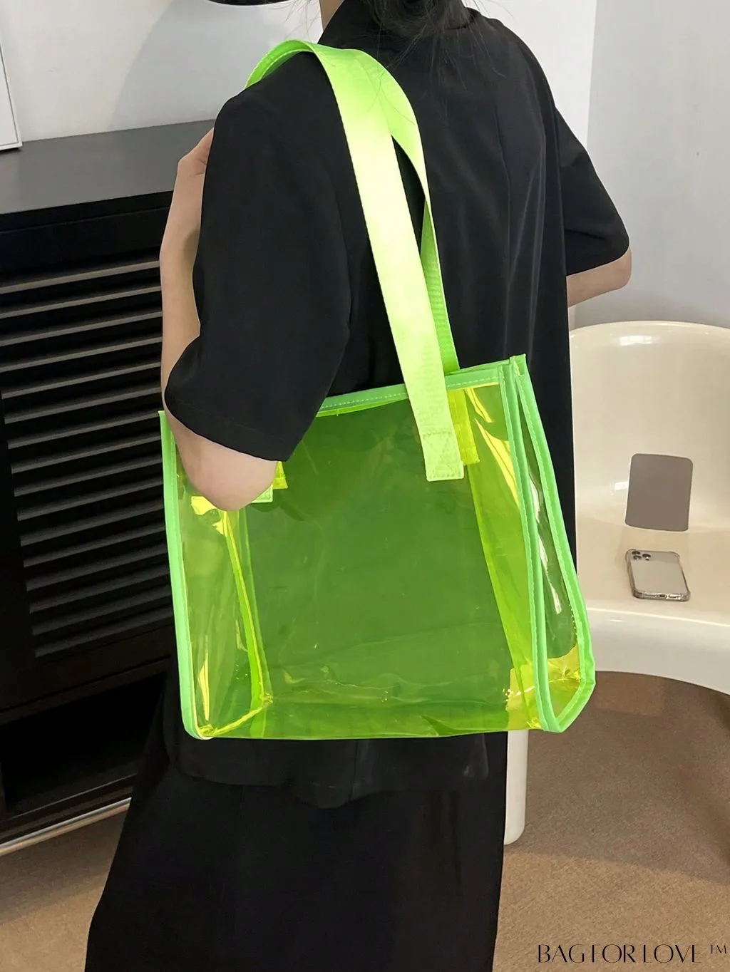 BagForLove - Compact Pink Transparent PVC Shoulder Tote