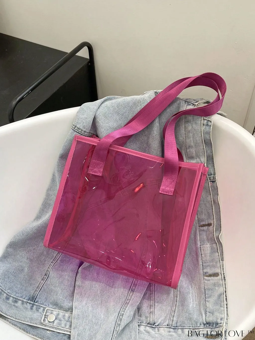BagForLove - Compact Pink Transparent PVC Shoulder Tote