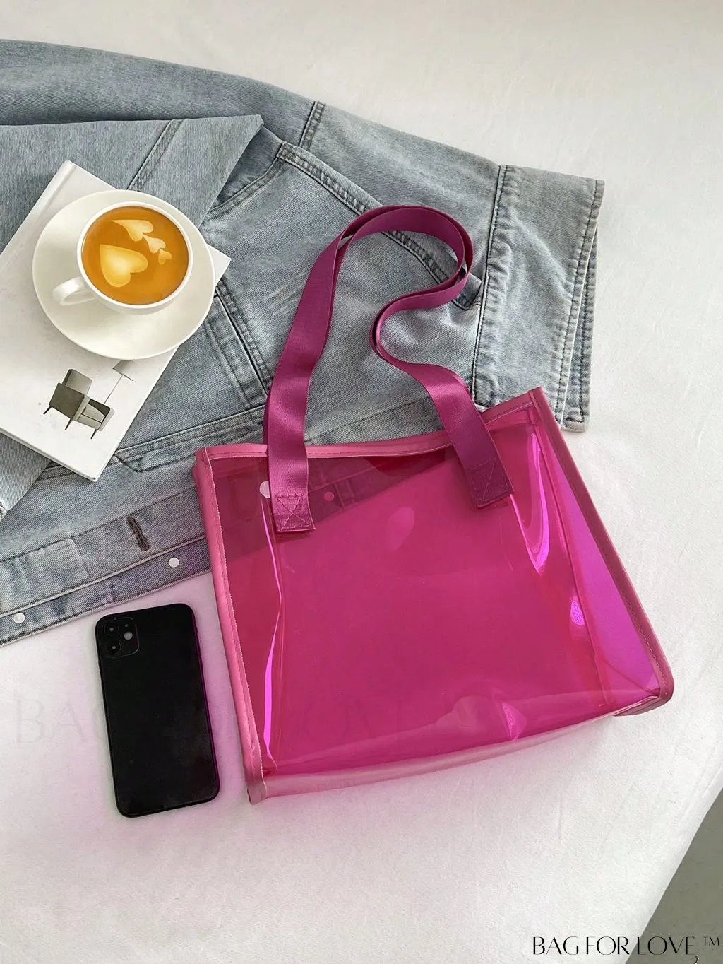 BagForLove - Compact Pink Transparent PVC Shoulder Tote