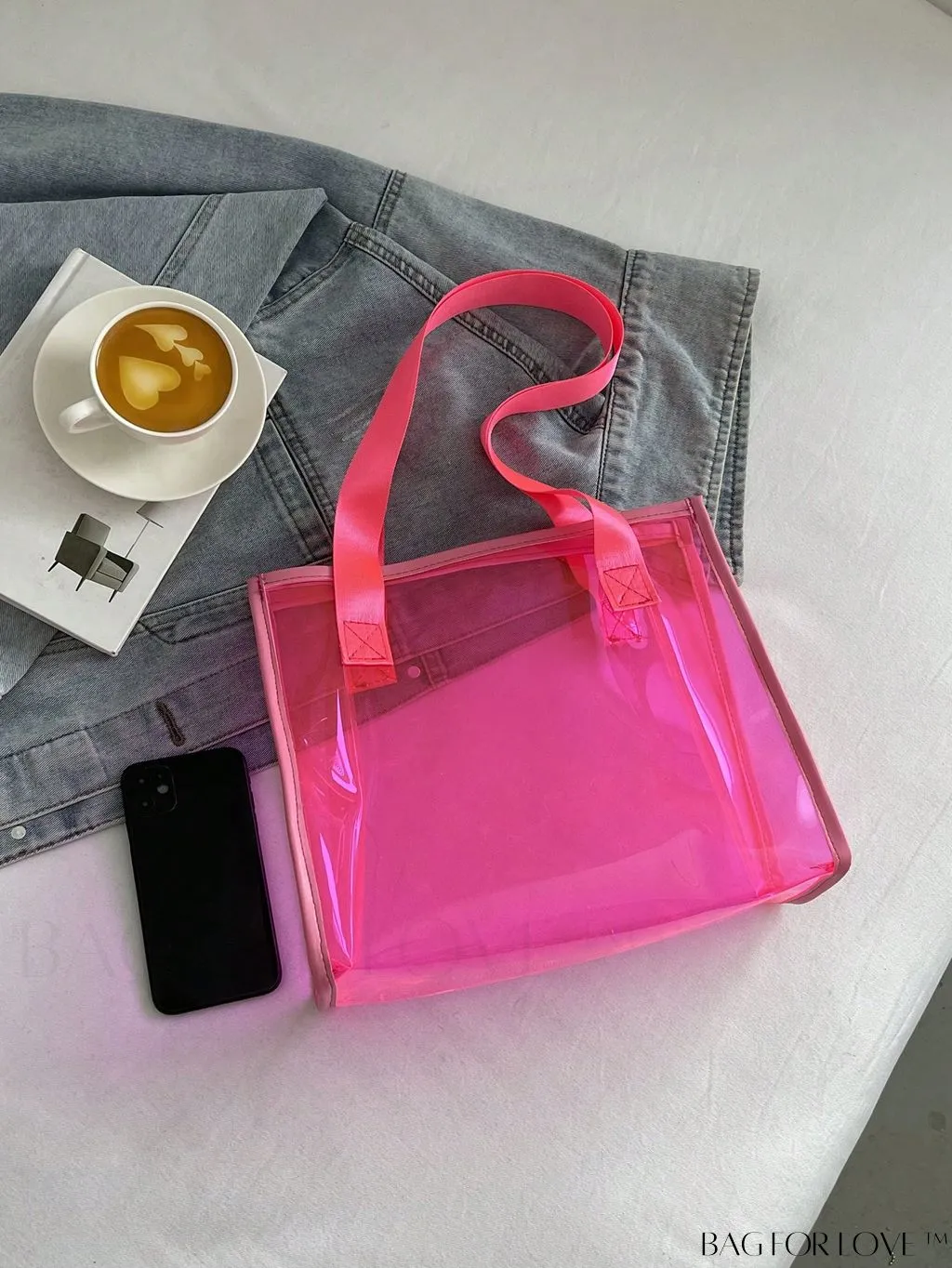 BagForLove - Compact Pink Transparent PVC Shoulder Tote
