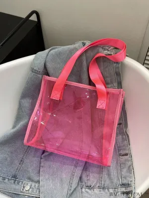 BagForLove - Compact Pink Transparent PVC Shoulder Tote