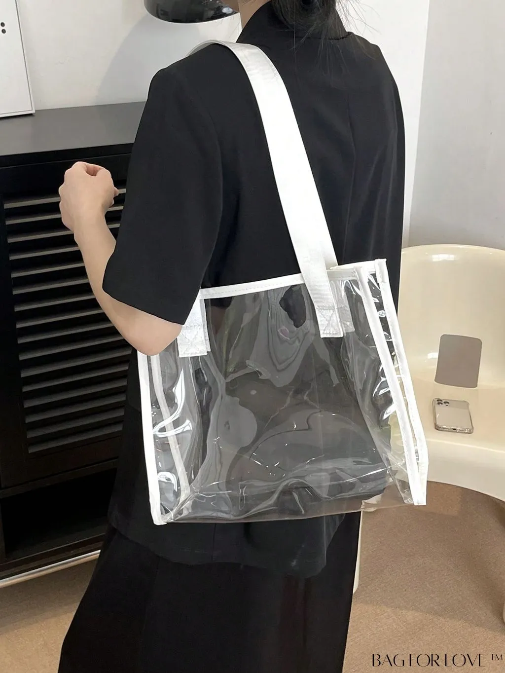 BagForLove - Compact Pink Transparent PVC Shoulder Tote