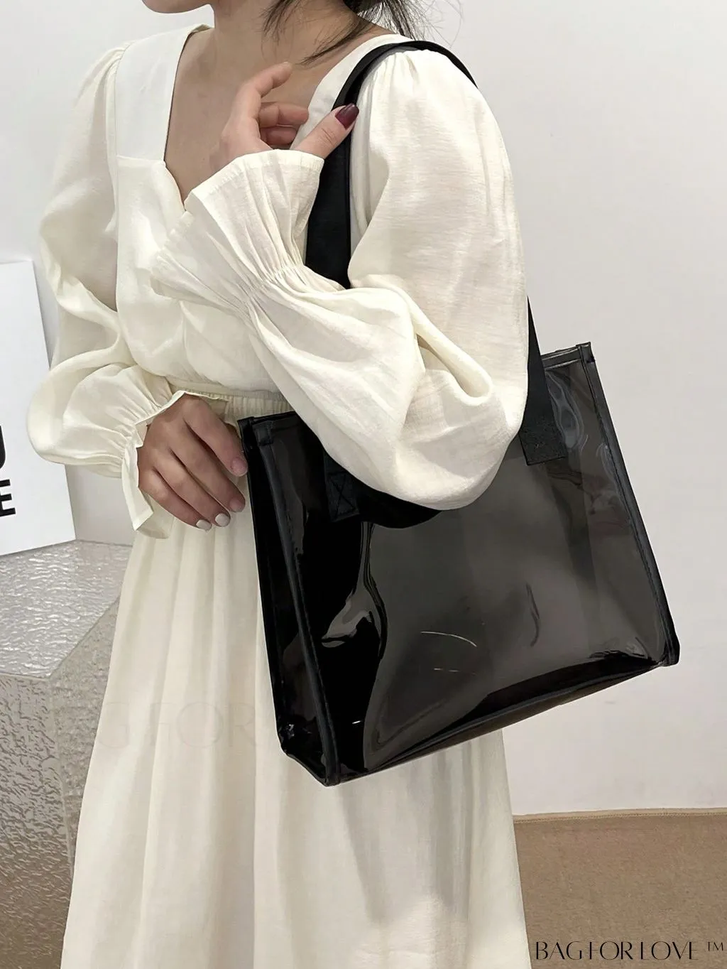 BagForLove - Compact Pink Transparent PVC Shoulder Tote