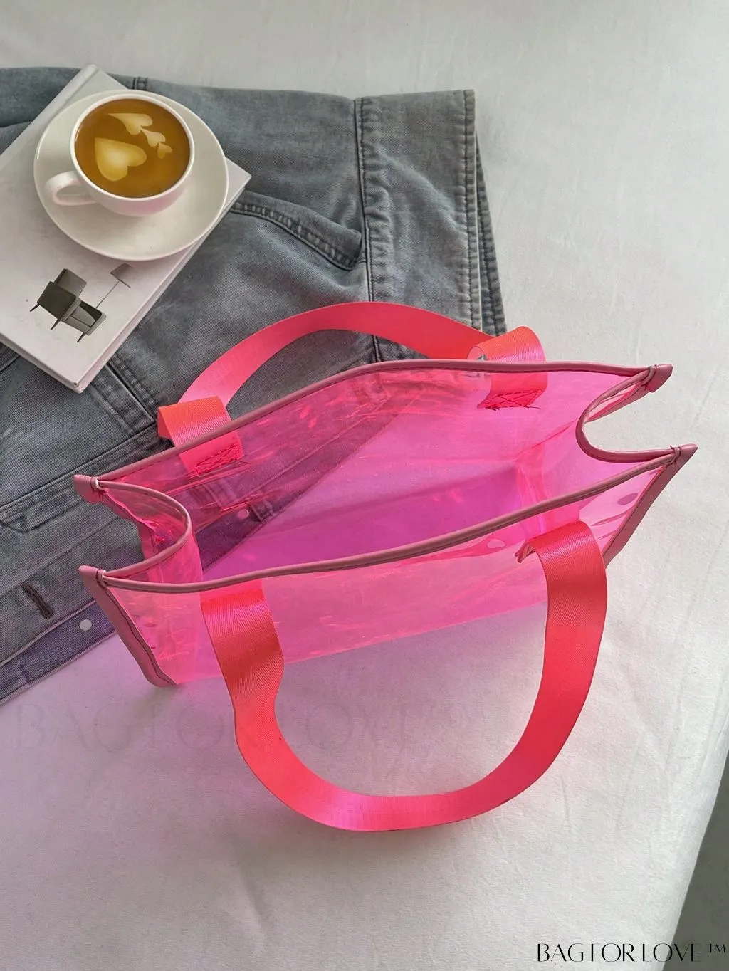 BagForLove - Compact Pink Transparent PVC Shoulder Tote