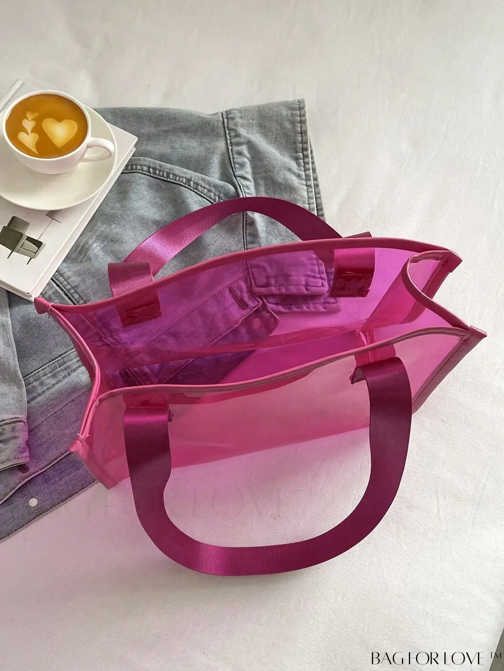 BagForLove - Compact Pink Transparent PVC Shoulder Tote