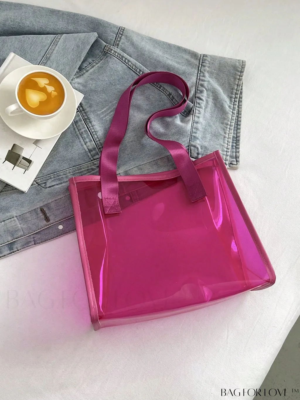 BagForLove - Compact Pink Transparent PVC Shoulder Tote