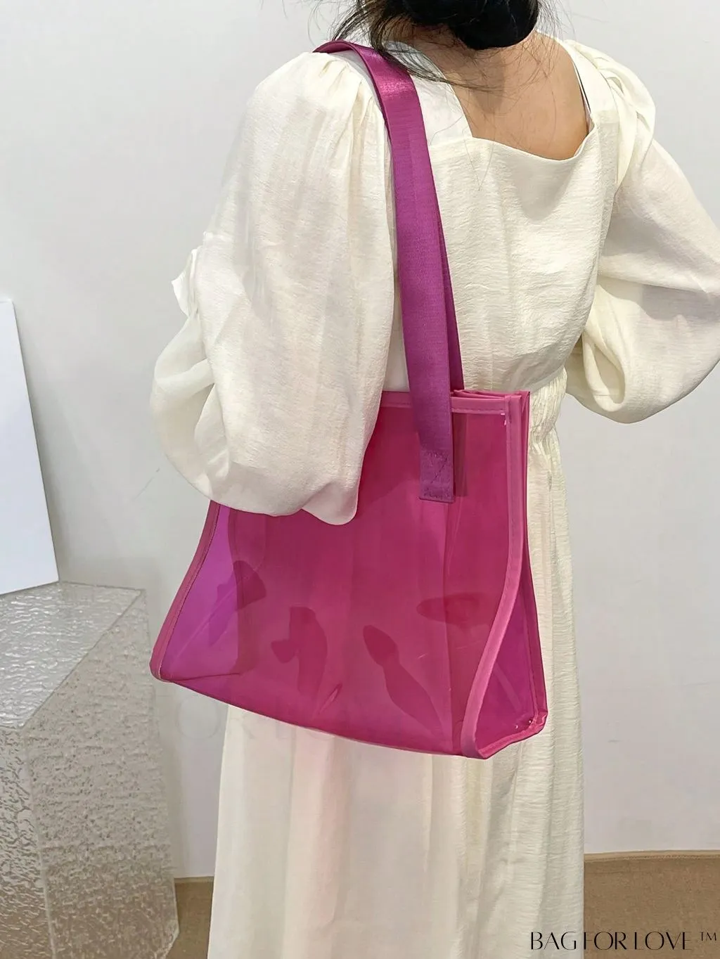 BagForLove - Compact Pink Transparent PVC Shoulder Tote