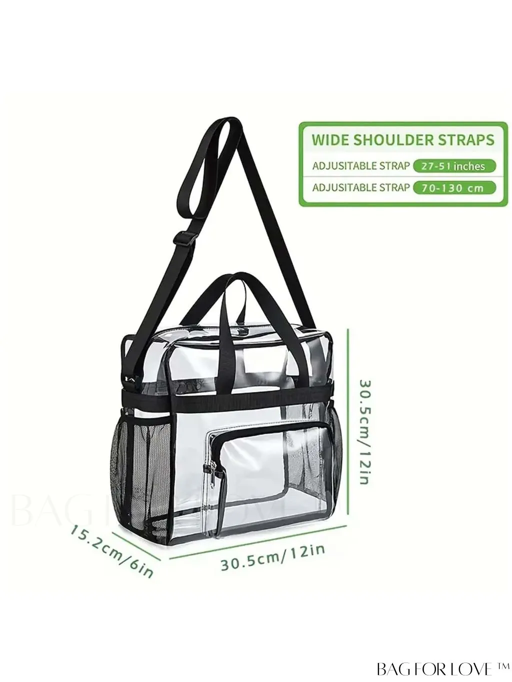 BagForLove - Womens Sporty Transparent PVC Tote: Waterproof Shoulder Messenger Bag for Casual & Beach