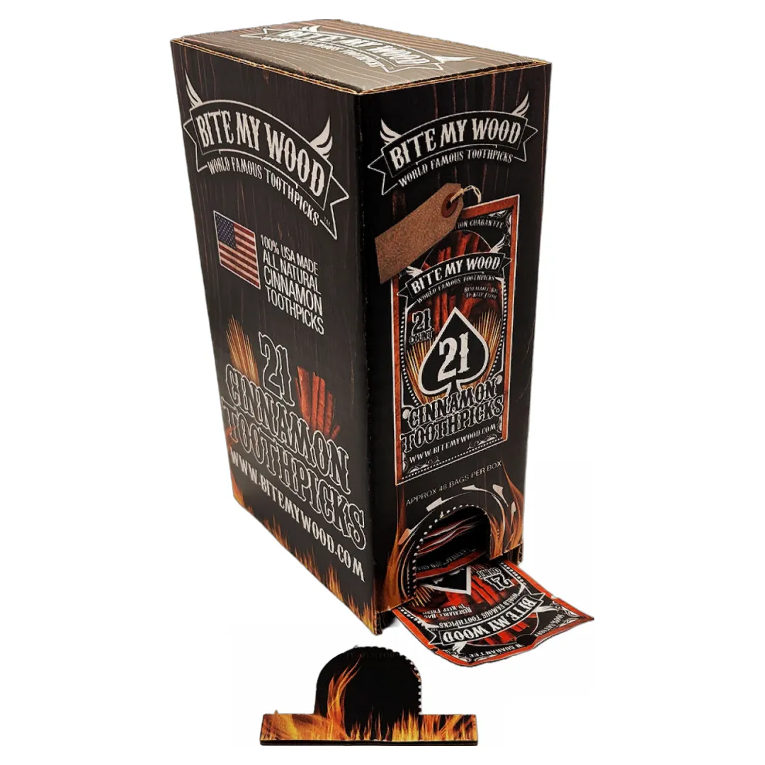BiteMyWood 21 qty Bag 48 Pack Point Of Sale Counter Store Retail Display 1 Box Purchase