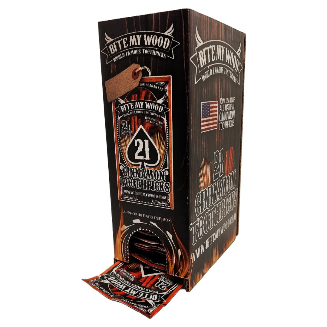 BiteMyWood 21 qty Bag 48 Pack Point Of Sale Counter Store Retail Display 1 Box Purchase