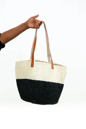 Black and White Wilma Long Handled Tote Bag