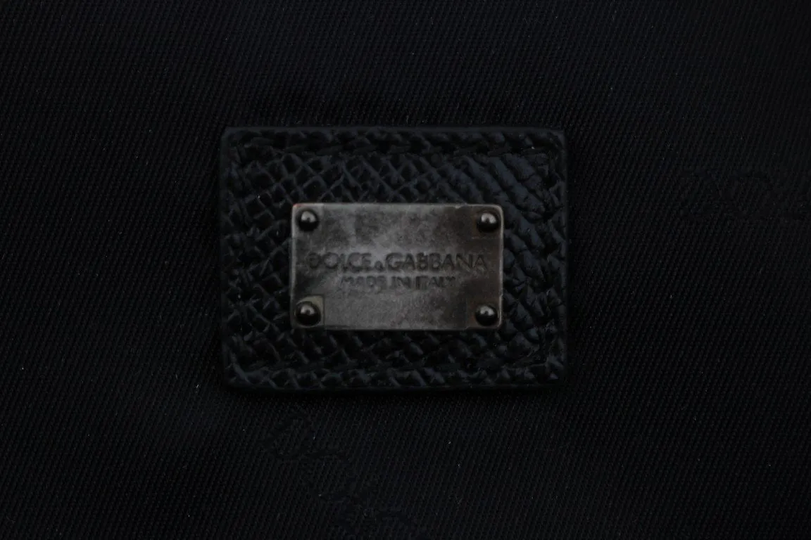 Black Leather Nylon Fanny Waist Pack