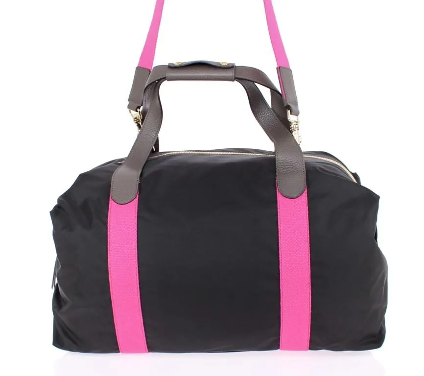 Black nylon boston bag