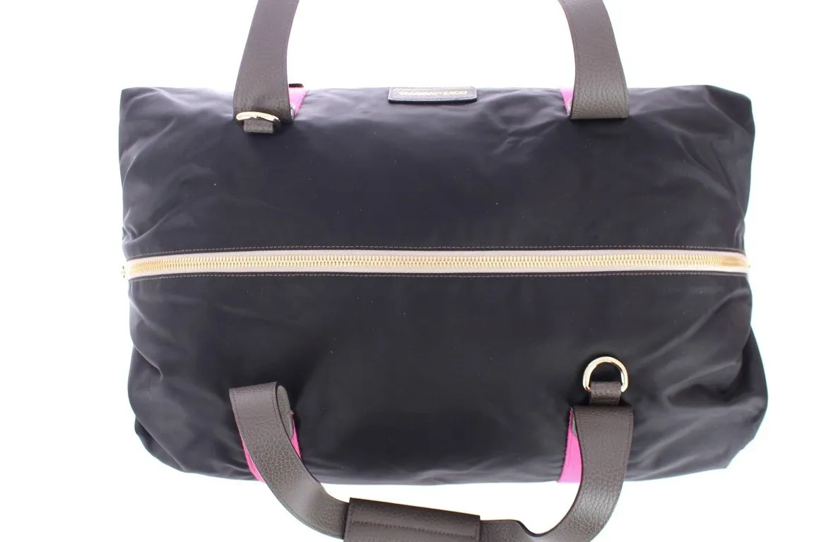 Black nylon boston bag