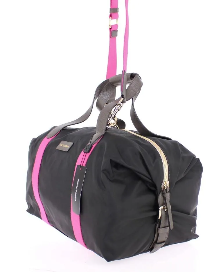 Black nylon boston bag